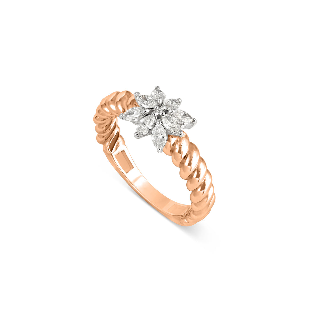 Lucien Rose Gold Twist Diamond Ring