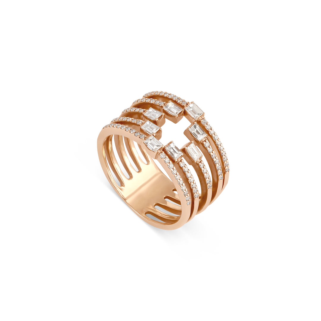 DILARA Rose Gold Open Claw Diamond Ring