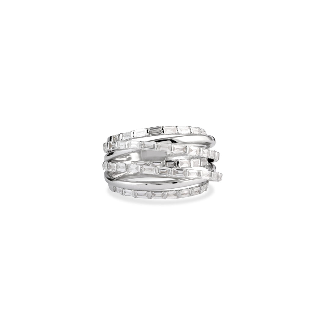 DILARA White Gold Overlapping Diamond Ring