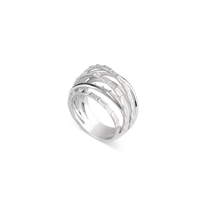 DILARA White Gold Overlapping Diamond Ring
