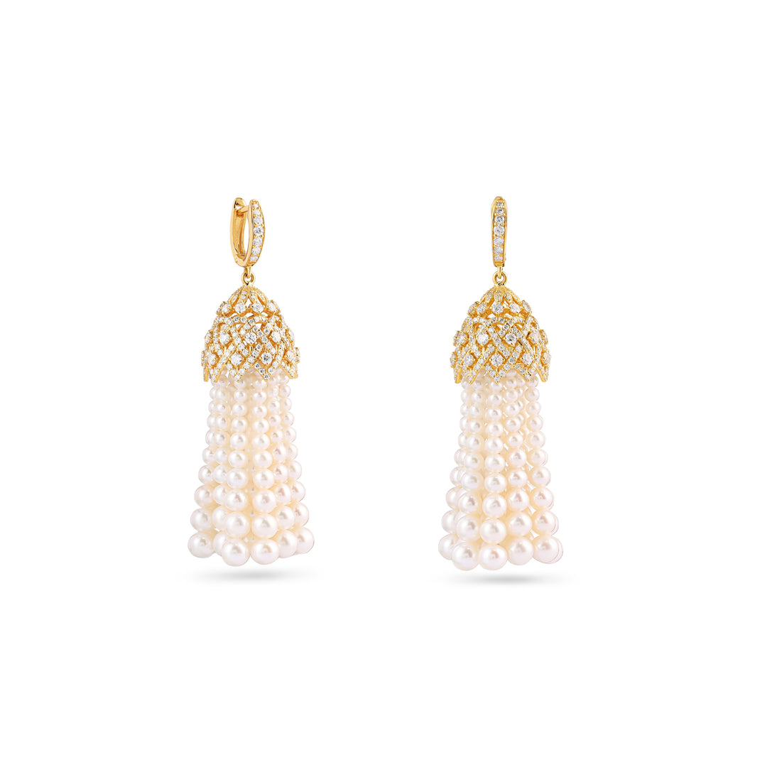 BAHR Yellow Gold Diamond Pearl Earring