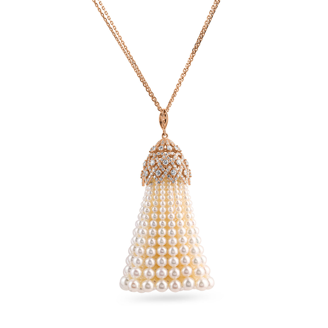 BAHR Rose Gold Diamond Pendant with Pearls