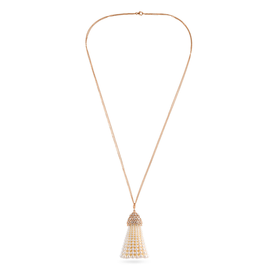BAHR Rose Gold Diamond Pendant with Pearls