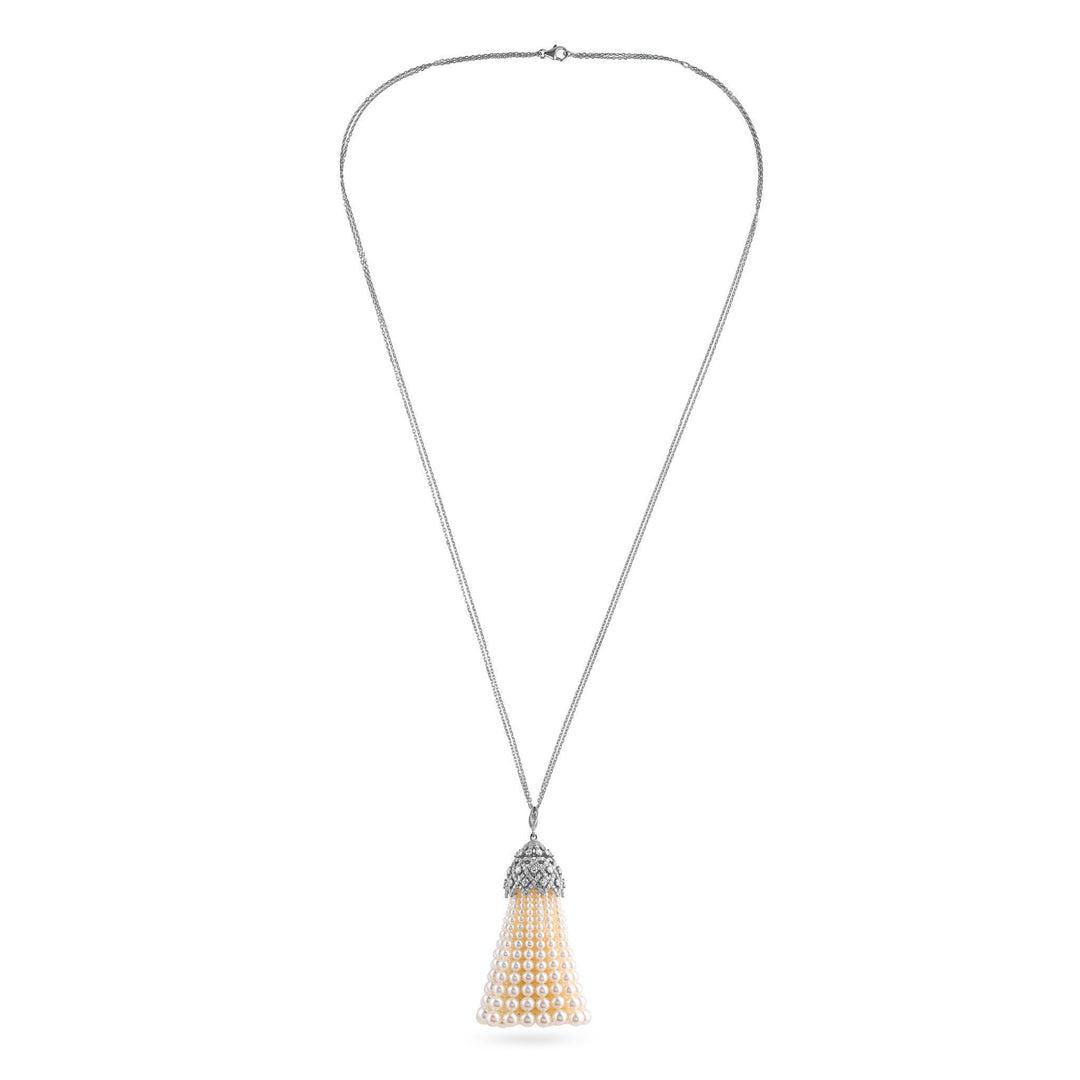BAHR White Gold Diamond Pendant with Pearls