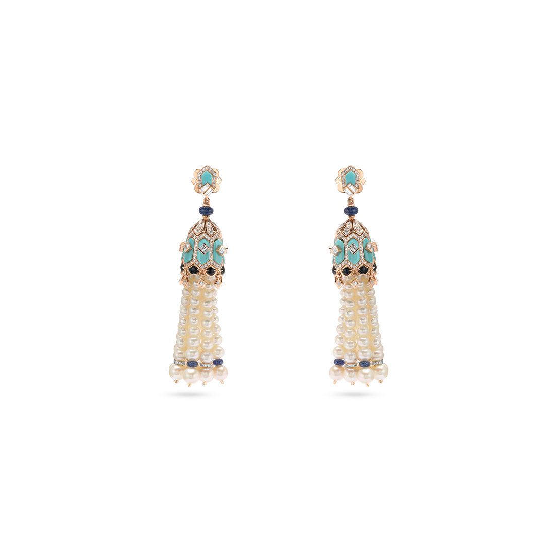 BAHR Rose Gold Pearl Earring with Blue Sapphire