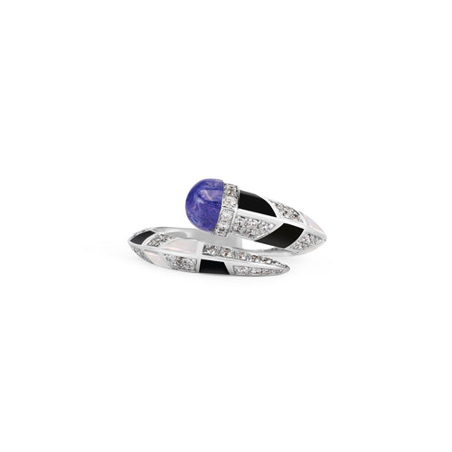 ARTISTRY White Gold Diamond Ring With Natural Tanznite ARTISTRY White Gold Diamond Ring With Natural Tanznite