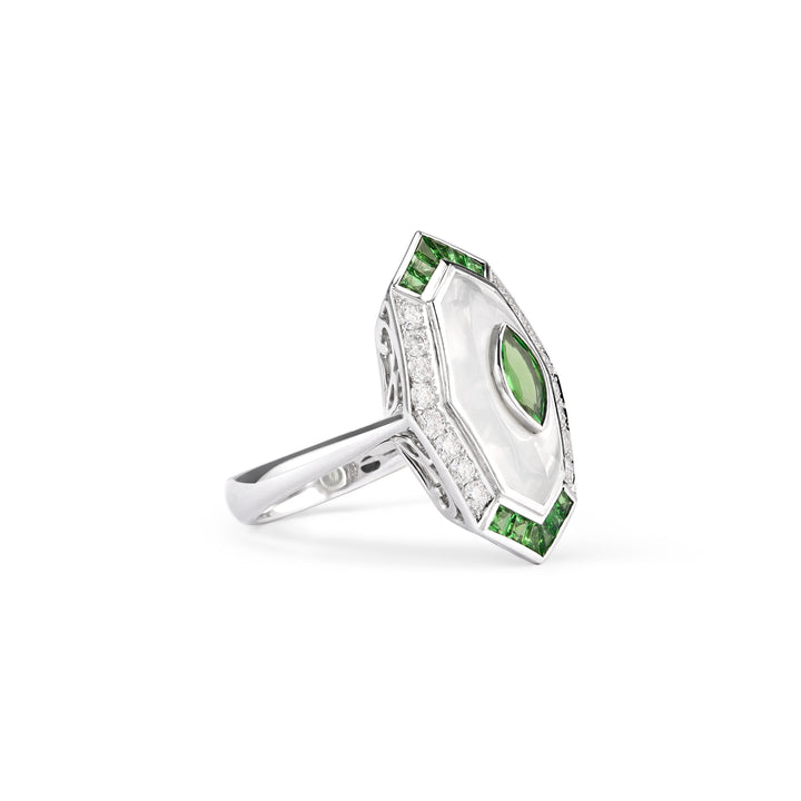 LA MINIERA EXCUBERANT WHITE GOLD DIAMOND RING WITH TSAVORITE