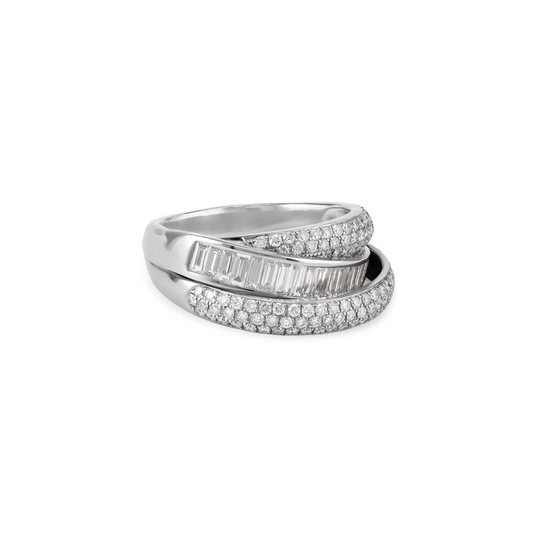 DILARA White Gold crossover diamond ring